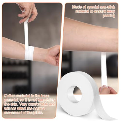 0.6'' x 32.8 feet Athletic Tape for Fingers Toes Hands 2 Rolls Finger Tape Sweat-Proof Sports Cotton Tapes for Rock Climbing Volleyball Tapes Football (White) - color: White