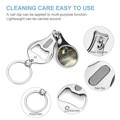 Overlooking The Mountains Metal Nail Clipper, Nail Cutter with File & Bottle Opener Keychain for Men Women, Portable Nail Tool for Travel Outdoor Daily Use