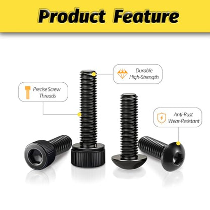 Kadrick M3 Screws Assortment Kit, 2240 Pcs - Hex Socket Button & Cap Head Metric M3 Bolts, 4-35mm Length with Nuts, Washers & Hex Key, 10.9/12.9 Grade Alloy Steel Screws for 3D Printer, DIY, RC Car - size: M3 2240Pcs 4-35mm