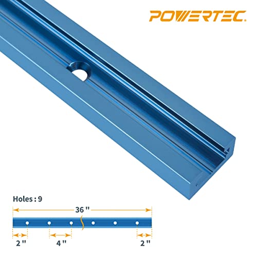 POWERTEC 71889 2 Pcs Double-Cut Profile Universal T-Track (36") and 10-PK Knobs Kit including 1/4"-20 x 1-1/2" T-Bolts and Washers for Woodworking Jigs and Fixtures - style: 36" T Track + Knob Kits