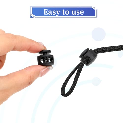 Giantree 12 Pack Spring Cord Lock, Double Hole Drawstring Stopper Fastener, Black Plastic Spring Cord Locks, for Drawstring Sweatpants Hat Hoodie String Clip Elastic Shoelace Lock Swim Goggles (12)