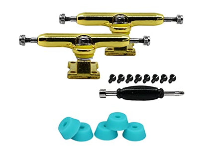 32mm Prodigy Gen2 Pro Fingerboard Trucks - Pro Style Base and Hanger with Custom Pivot Tuning and Pro Duro Bubble Bushings - Gold Colorway - color: Gold, size: 32mm