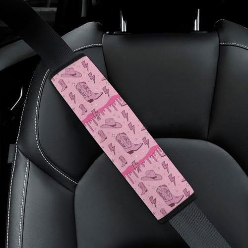 Universal Soft and Comfortable Seat Belt Shoulder Pad for Adult Use, Most Cars, 1 Pair Glitter Cowgirl Hat Boots Harness Pads Strap Anti-Slip Pad - color: Pattern 1249