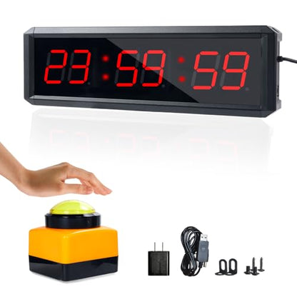 Independent Button Type 1.5-inch Fitness Room Rest Timer, Suitable for Gym Exercise/School/Home Exercise/Boxing Gym/Indoor Rock Climbing (1.5 inch 6-Digit red)