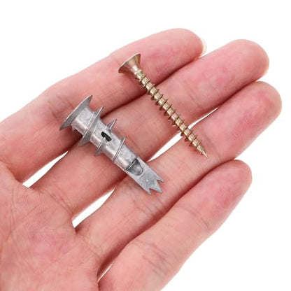 20 Sets Hollow Wall Anchors and Screw Kit with Spiral Design for Secure Fixing, Zinc Alloy and Iron Material, for Hanging Bathroom and Kitchen Accessories