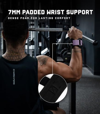 Gymreapers GripLink Lifting Straps – Heavy Duty D-Ring Weight Lifting Wrist Straps with Anti-Slip Silicone Grip Beads, Adjustable Support for Deadlifts, Powerlifting, Cable Machines & Gym Training - color: Lilac