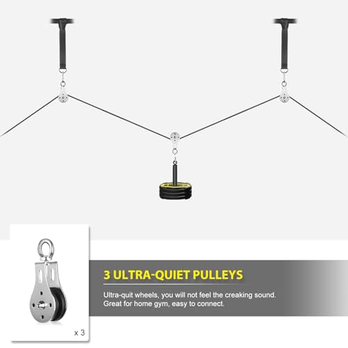 Weight Cable Pulley System Gym, Cable Weight Pulley System Attachments for Home Gym with Handle Pulley System Gym LAT Pull Down, Biceps Curl Workout