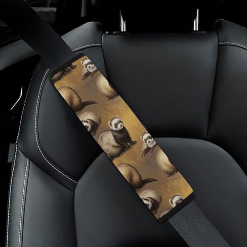 2 Pack Breathable Car Seat Straps Shoulder Pads for Elderly Support, All Vehicles, Cute Ferret Seat Belt Cushion, Neck and Shoulder Support - color: Pattern 624