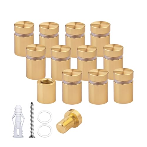 Pack of 12 Aluminum Standoff Screws Wall Sign Standoff Mounting Hardware Glass Standoff Mount for Acrylic Picture Frame (12, Champagne, 1/2" X 1/2") - color: Champagne, size: 1/2" x 1/2"