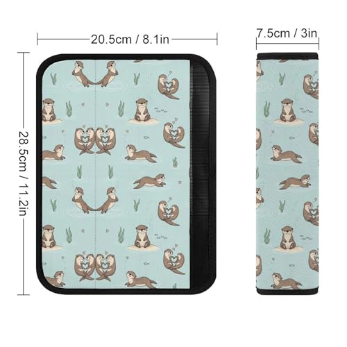 2 Pack Blue Sea Otter Car Seat Belt Pad Breathable Shoulder Harness Cover for Adult Use, Stroller Pushchair High Chair, Pressure Relief - color: Pattern 103