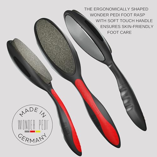Made in Germany Ceramic Stone and Stainless Steel Foot File, Double Sided Callus Remover, Feet Scrubber, Professional Pedicure Foot Care Tool Rasp, Long Lasting Foot Buffer, Heel Scraper, Wonder Pedi - style: Classic