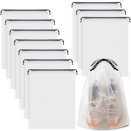 Clear Shoe Bags - 10 PCS, 15.7" x 11.8", Drawstring Travel Shoe Bags for Packing, Waterproof Dustproof Portable Shoe Storage for Men and Women - color: Clear, style: 10 Pack