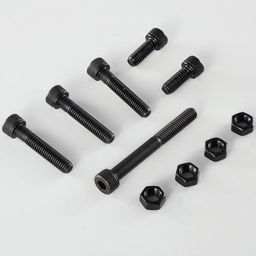 M10-1.5x20 Socket Head Cap Screw and Nut Kit 8set, Grade 12.9 Alloy Steel, Black Oxide Finish, Full Thread, High Tensile Strength for Automotive, Machinery & Heavy Duty Use - size: M10x20mm(8 Sets）