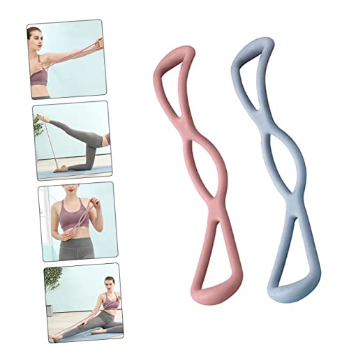 Healifty 2PCS Yoga Bar Kit Lightweight Fitness Equipment for Shoulder Neck Chest Stretching and Strength Training in Home Gym Workout Pink and Mist Blue