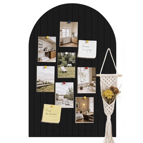 Felt Bulletin Board Set, 6 Felt Cork Boards (Each 11.8" x 11.8") with 30 Push Pins, Modern Cork Board Alternative for Office, Classroom and Home Wall Decor（Black） - color: Black