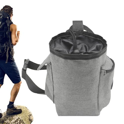 Rock Climbing Chalk Bag Adjustable Belt, Drawstring Closure | Chalk Organizer for Rock Climbing, Bouldering, Weightlifting, Gymnastics, Adults Women Men - color: Gray