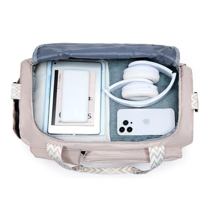 Small Gym Bag for Women, Travel Duffle Bag Carry On Weekender Bag with Shoe Compartment - color: 32#Beige, style: Gym Bag&toiletry Bag