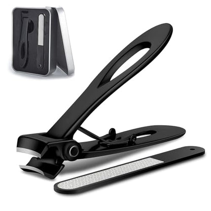 Bestac Heavy Duty Ultra Wide Jaw Nail Clippers Set - Stainless Steel Toenail Clippers for Thick Nails, Seniors, Men & Women - Big Manicure Pedicure Nail Cutter Kit (Black) - color: Black