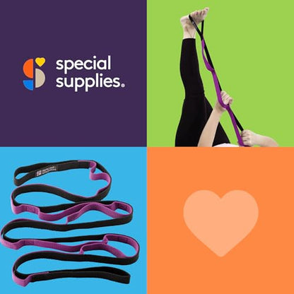 SPECIAL SUPPLIES Yoga Strap for Stretching, Stability Training, Fitness, Flexibility, Physical Therapy, Home Workout Equipment, Strength Training, and Pilates (Purple)