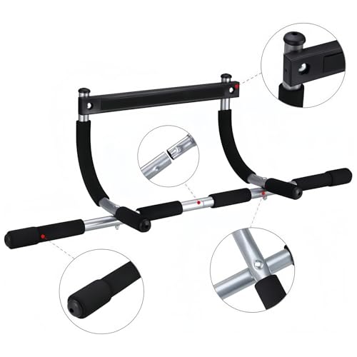 Doorway Pull Up Bar, No‑Drill Multi‑Grip Chin‑Up Bar, Heavy‑Duty Steel, 330 LBS Weight Capacity, Fits 19‑32 Inch Standard Door Frames, Home Gym Strength Training Equipment for Pull‑ups Push‑ups