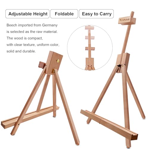 Miratuso Painting Easel, A-Frame Wooden Tabletop Easel Display Stand | Adjustable, Holding Canvas Up to 22" High, Foldable, Portable Multiple Use Photo and Sign Holder, Gift for Artist Beginner - style: Single