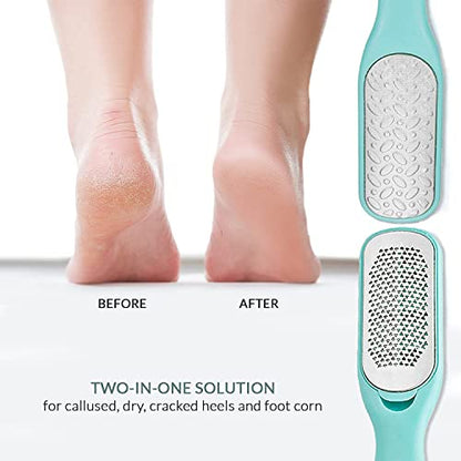 Callus Remover - Dual-Sided Foot File Pedicure Kit | Wet & dry foot scrubber for dead skin - dual-sided rasp & file for smooth heels - pedicure tool for callus & rough skin
