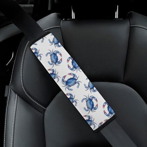 2PCS Soft Padded Car Seat Straps Shoulder Pads for Adult Use, Most Cars, Blue Crabs Shoulder Protector, Shock Absorption - color: Pattern 1044