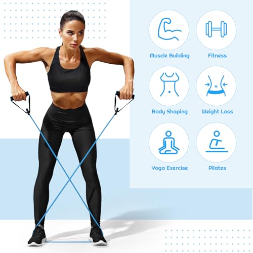 Women Fitness Exercise Equipment Trainer Set Pedal Resistance Band | Leg Arm Thigh Resistance Bands, Women Fitness Workout Equipment, Pedal Resistance Band with Handle, Yoga Pilates Body Fitness - color: Blue