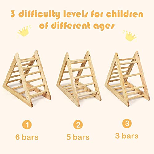 GLACER Wooden Climbing Triangle Ladder, Toddler Triangle Climber with 3 Different Climbing Ladders for Kids 3 Years Old+, Indoor Playful Climbers to Develop Strength, Balance and Motor Skills