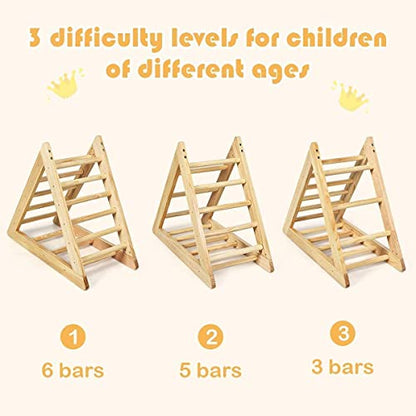 GLACER Wooden Climbing Triangle Ladder, Toddler Triangle Climber with 3 Different Climbing Ladders for Kids 3 Years Old+, Indoor Playful Climbers to Develop Strength, Balance and Motor Skills