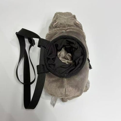 Fluffy Hippo Magnesium Chalk Pouch, Drawstring Sealed Climbing Bag with Adjustable Strap, Portable Bouldering Gear Novelty Gift for Rock Climbers