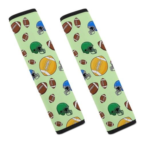 2 Pack Watercolor Football Green Beige Seat Belt Shoulder Pad Universal Soft and Comfortable Seat Belt Covers Cushion for Kids, Most Cars, Comfortable Driving - color: Pattern 1138