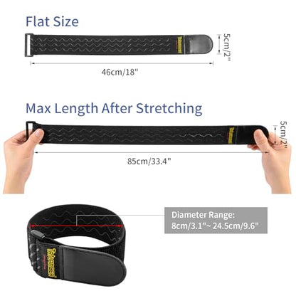 Trilancer Elastic Cinch Straps with Anti-Slip Strips, 2" x 18"(4 Pack) Hook and Loop Storage Straps with Buckle, Bundling Bands for Extension Cords, Cables, Ropes, Hoses, Bike, Boat, Pant Garters - size: 18"(4 pcs)