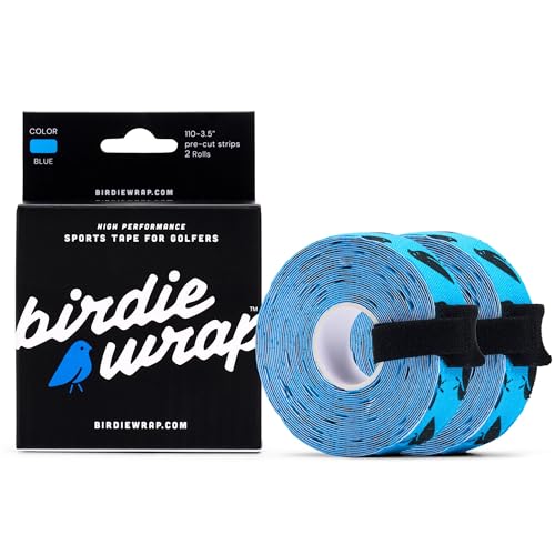 BirdieWrap Golf Sports Tape Wrap, 4-Way Stretch Athletic Tape for Hands and Fingers, Waterproof, Pre-Cut 110 Golf Finger Tape Strips, Blisters, Nicks Protection Sports Finger Tape. - color: Blue