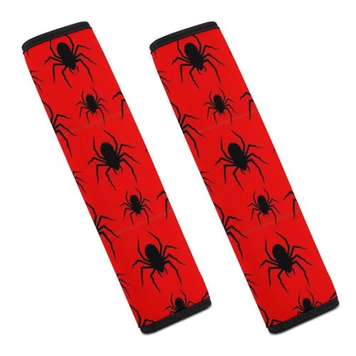 2 Piece Soft Padded Seat Belt Shoulder Pad for Adult Use, All Vehicles, Christmas Spiderweb Red Black Spider Web Automotive Seat Belt Protector, Easy Install (No Tool) - color: Pattern 225