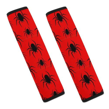 2 Piece Soft Padded Seat Belt Shoulder Pad for Adult Use, All Vehicles, Christmas Spiderweb Red Black Spider Web Automotive Seat Belt Protector, Easy Install (No Tool) - color: Pattern 225