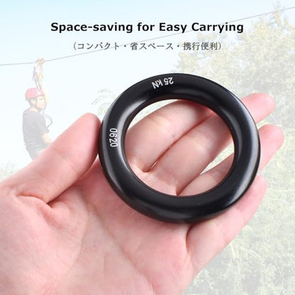 YAPJEB Rappel Ring 25kN for Rock Climbing Arborist, O-Ring Rescue Hammock Rappelling Rope and Slackline Loop, Friction Saver Equipment - color: Red - 25kN