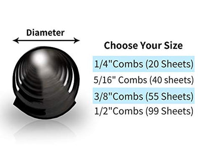 Rayson CR681012-BK Plastic Comb Binding Ring, 1/4in,5/16in,3/8in,1/2in, 19-Ring Letter Size, Black Comb Spines, Multi-Size Pack of 100 - color: Black, size: Letter size - 1/4in, 5/16in, 3/8in, 1/2in