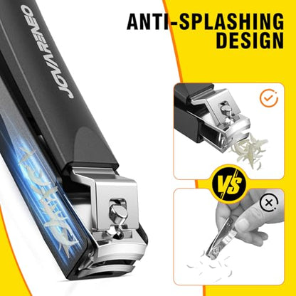Nail Clippers for Men with Catcher, Anti Splash Self-Collecting Finger Nail Clippers Adult with Ergonomics Long Handle, Heavy Duty Large Toenail Clippers for Thick Nails for Seniors Nail Cutter - size: Long Handle