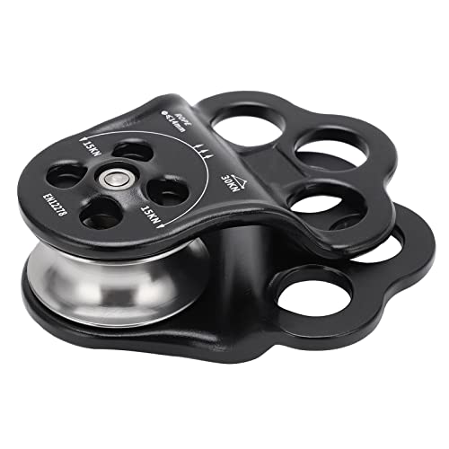 30KN Dual Bearing Hitch Climber Pulley, for Arborist Tree Climbing with 3 Holes Side Plate