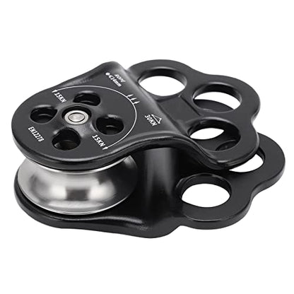 30KN Dual Bearing Hitch Climber Pulley, for Arborist Tree Climbing with 3 Holes Side Plate