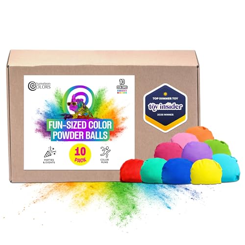 Chameleon Colors Fun Sized Color Balls, Perfect for Color Powder Wars and Holi Colors, Chalk Powder Refillable Balls, Throwable Powdered Chalk Ball for Kids and Adults, Non-Toxic - size: 10 Pack