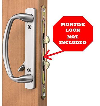 Rockwell Security Euro-Charlotte Sliding Glass Door Handle in Matte Black Finish fits 3-15/16" Screwholes and Fits Up to 1-3/4" Thick Doors - color: Matte Black