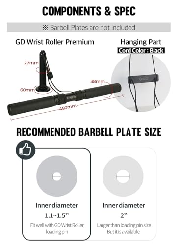 GD Hanging Wrist Roller Forearm Strengthener Grip Strength Trainer | Arm blaster, Forearm workout Machine, hand strengthening devices exerciser, arm wrestling training equipment, Hand Gripper - color: Hanging Wrist Roller Premium(Rope : Black)