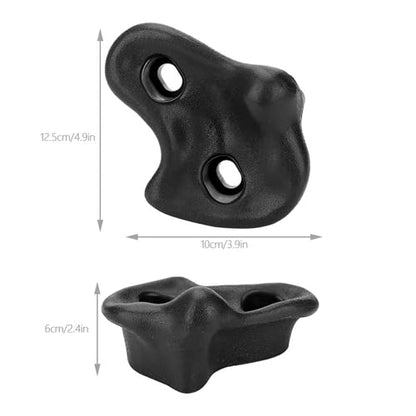 HERCHR 10 Rock Climbing Holds, PE Ergonomic Rock Wall Holds Grips for Indoor and Outdoor Playground Play Set Includes Mounting Hardware - color: Black