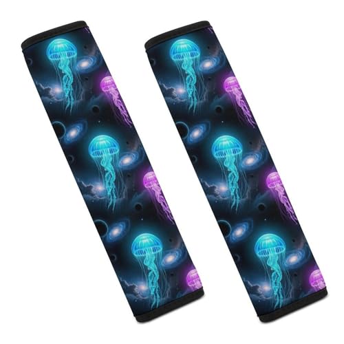 2 Pack Galaxy Jellyfish Car Seat Straps Shoulder Pads Soft Padded Seat Belt Cushion for Kids, All Vehicles, Pressure Relief - color: Pattern 1160