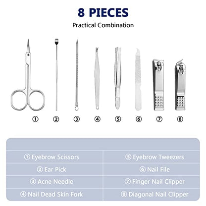 Geosar 12 Sets Manicure Set Nail Clippers Pedicure Kit 8 in 1 Grooming Stainless Steel Kits Nail Care Tools with Travel Case for Employee Coworker Teachers Nurse Gifts(Black) - color: Black