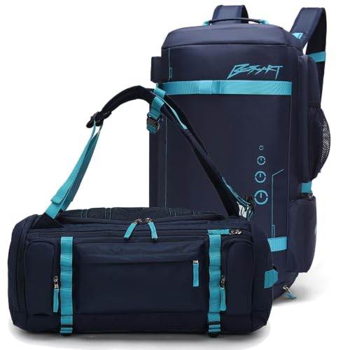 BESMART 40L 2 in 1 Convertible Gym Duffel Bags,Large Sport Backpack for Men | Shoes Compartment,Extra Large Workout Backpack,9 Outer pockets,Waterproof,Heavy Duty Backpacks,Travel/Hiking/Carry On,Navy - color: Blue, size: Large-40L