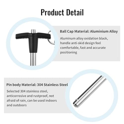 T Handle Quick Release Pin 5/16 Inch Diameter ,Stainless Steel Ball Locking Pin with Push Button Lanyard Cable Usable Length 1.97"(8*50mm) - size: 8mm-50mm