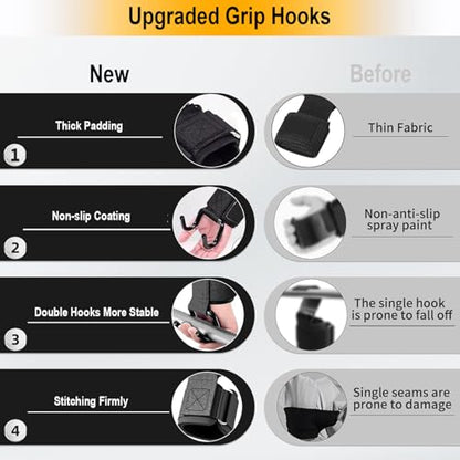 Lifting Hooks for Weight Lifting, 1 Pair 330LB Heavy Duty Gym Straps | 330 LB Capacity, Heavy Duty Gym Lifting Straps, For Barbell, Deadlifts, Pull-Ups, Strength Training, Wrist Protection